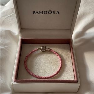 NWOT Pandora bracelet pink leather